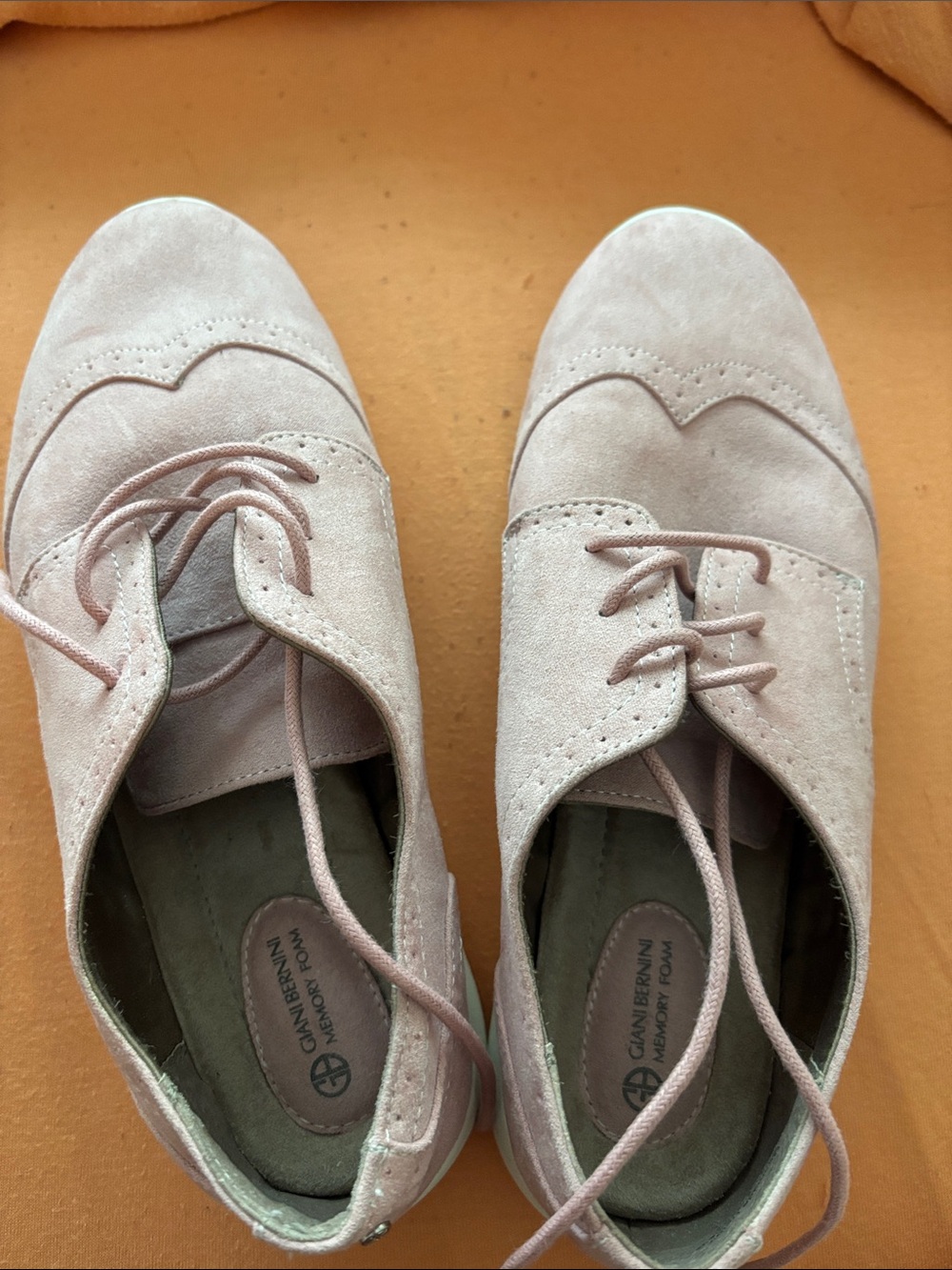 Giani Bernini Blush Pink Suede Lace-Up Flats